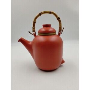 Room Creative Ceramic Green Tea Teapot w/Diffuser Wicker Handle Pink/Green